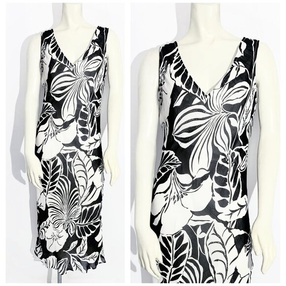 Vintage Y2K Beaded Print Dress in Black and White / size Small-Medium - Picture 3 of 10